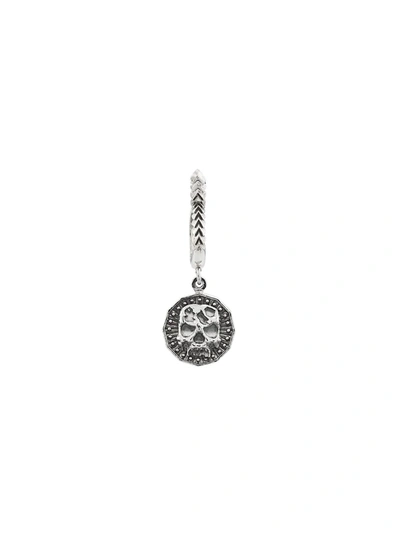 Emanuele Bicocchi Skull Hoop Drop Earrings - 银色 In Silver