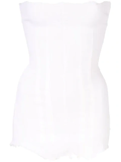 Marc Le Bihan Frayed Strapless Top - 白色 In White