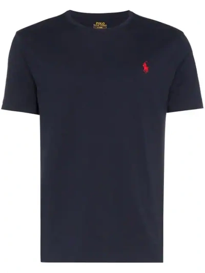 Polo Ralph Lauren Slim-fit Logo-embroidered Cotton-jersey T-shirt In Navy