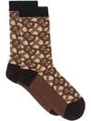 BURBERRY MONOGRAM INTARSIA COTTON BLEND SOCKS