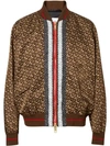 BURBERRY MONOGRAM STRIPE PRINT NYLON BOMBER JACKET