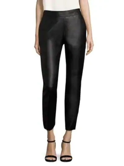 Escada Lunana Cropped Leather Pants In Black