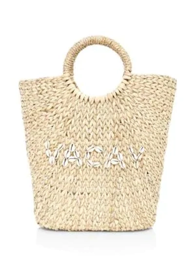 Poolside The Susan Vacay Embroidered Basket Tote Bag In Natural