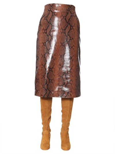 Dsquared2 Snakeskin Effect Skirt In Brown