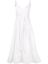 Proenza Schouler Sleeveless Belted Poplin Flounce Dress In White