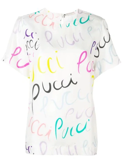 Emilio Pucci Logo印花t恤 - 白色 In 011 Bianco Multicolor