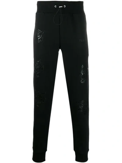 Plein Sport Embossed Tiger Track Pants In Black