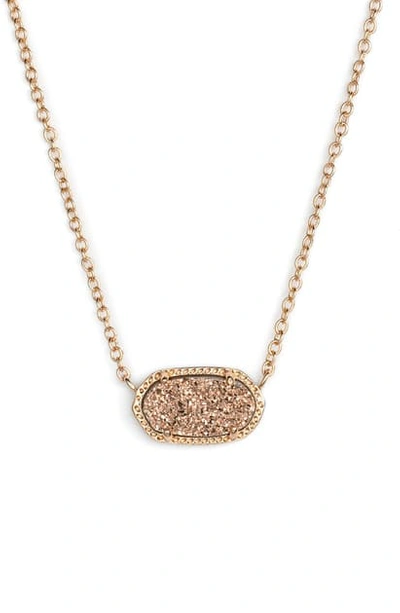 Kendra Scott Elisa Pendant Necklace In Rose Drusy/ Rose Gold