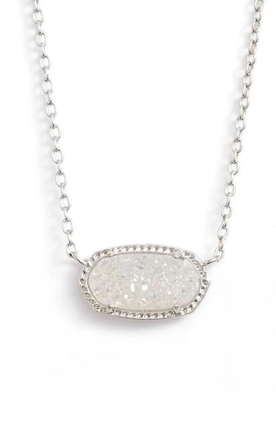Kendra Scott Elisa Pendant Necklace In Iridescent Drusy/ Silver