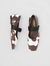 BURBERRY Logo Detail Cow Print Leather Flats