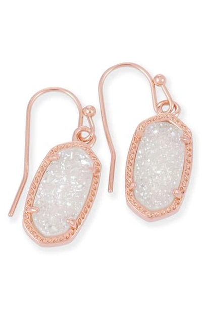 Kendra Scott Lee Small Drop Earrings In Iridescent Drusy/ Rose Gold