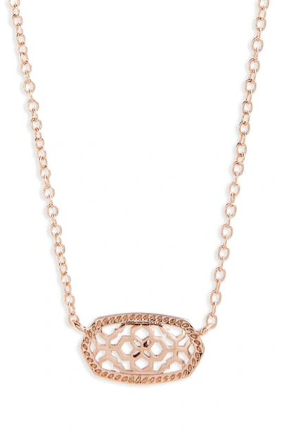 Kendra Scott Elisa Pendant Necklace In Rose Gold Filigree