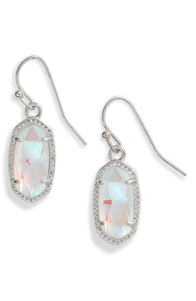 Kendra Scott Lee Small Drop Earrings In Rhodium Dichroic Glass