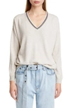 BRUNELLO CUCINELLI MONILI TRIM CASHMERE BOYFRIEND SWEATER,M12162802P-192