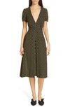 N°21 N DEGREE21 PLUNGING POLKA DOT MIDI DRESS,H122-5118-S9Y1