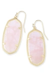 Kendra Scott Elle Filigree Drop Earrings In Rose Quartz/ Gold