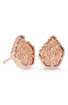 Kendra Scott Tessa Stone Stud Earrings In Rose Drusy/ Rose Gold