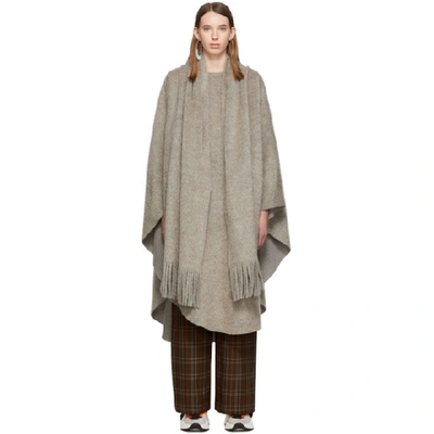 Mm6 Maison Margiela Layered-scarf Wool-blend Poncho In Grey