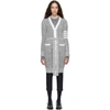 THOM BROWNE THOM BROWNE GREY AND WHITE OPEN STITCH LONG CARDIGAN