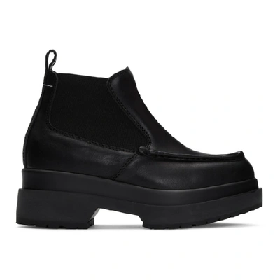 Mm6 Maison Margiela Raised-sole Leather Chelsea Boots In T8013 Black