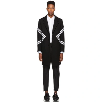 Neil Barrett Modernist Single-breasted Wool-blend Coat In Black