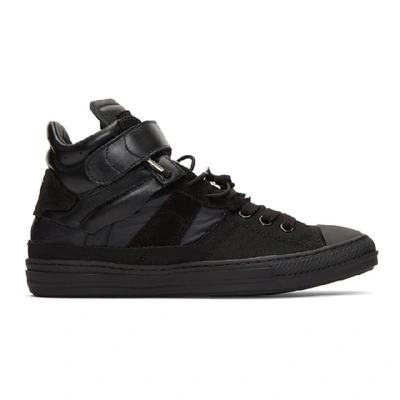 Maison Margiela Evolution Sneakers In Black Leather And Fabric