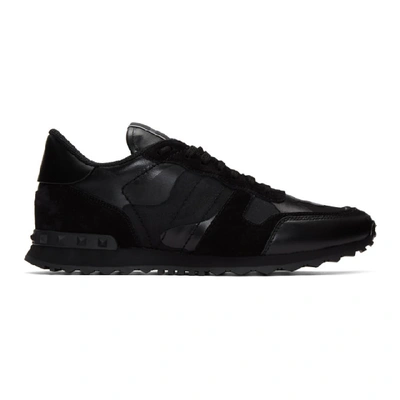 Valentino Garavani Black Camo Rockrunner Sneakers