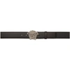 Versace Medusa Buckle Textured Leather Belt In Black