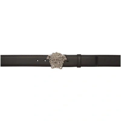 Versace Medusa Head Gold-toned Buckle Leather Belt In 1b00e Nero Rutenio