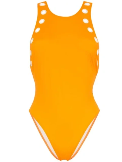Solid & Striped Jackie Eyelet Detail Swimsuit - 橘色 In Orange
