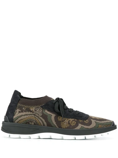 Etro Jacquard Effect Trainers In Green