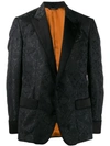 DOLCE & GABBANA DOLCE & GABBANA FLORAL JACQUARD TUXEDO BLAZER - BLACK