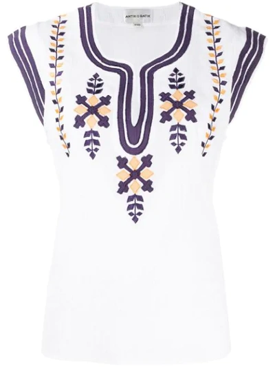 Antik Batik Bohemian Embroidered Vest - 白色 In White