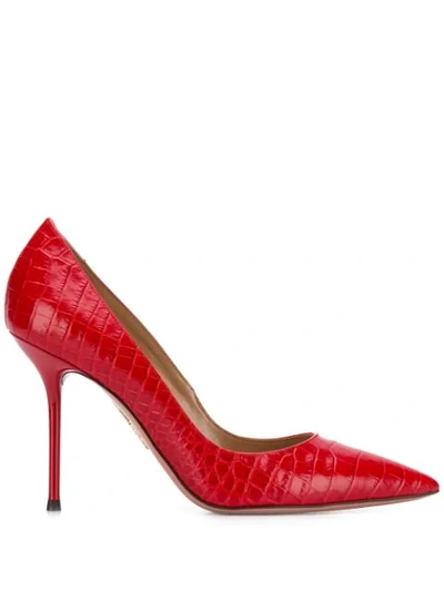 Aquazzura Purist 95 Croc-effect Leather Pumps In Red