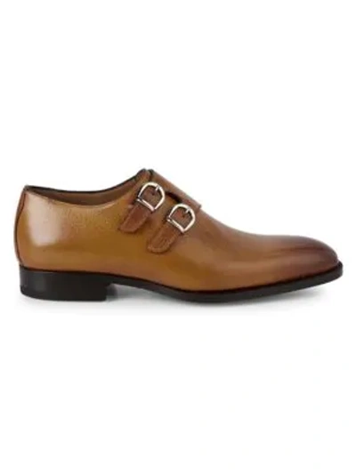 Di Bianco Almond-toe Leather Oxfords In Cognac