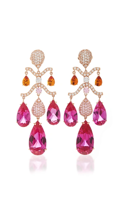 Anabela Chan 18k Rose Gold Fuchsia Chandelier Earrings In Pink