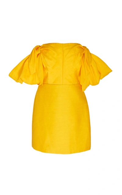 Acler Selkin Off-the-shoulder Linen-blend Mini Sheath Dress In Citrus