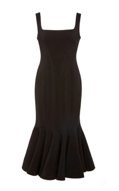 Acler Mawson Square-neck Stretch-knit Midi Dress In Black