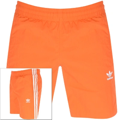 Adidas Originals 3-stripes Swim Shorts In Orange