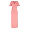 PAISIE Maxi Jersey Wrap Dress With Short Frilled Sleeves In Coral