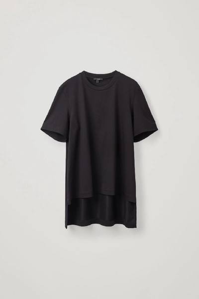 Cos Deconstructed Stepped-hem T-shirt In Black