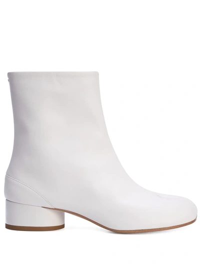 Maison Margiela Tabi Split-toe Leather Boots In White