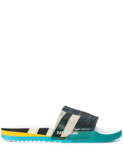 Adidas Originals Adidas By Raf Simons Faux Lace-up Slides - 白色 In Blue,light Blue,yellow