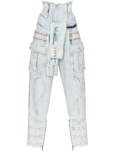 Balmain High-rise Distressed Jeans - Blue