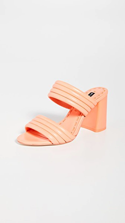 Alice And Olivia Lori Ribbed Leather Mules In Peach