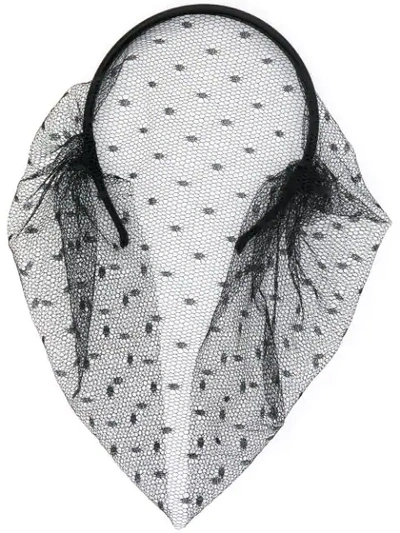 Red Valentino Point D'esprit Veil Headband In Black