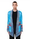 GREG LAUREN GREG LAUREN BLUE & ORANGE PUFFY KIMONO JACKET,M024-M/BLUE