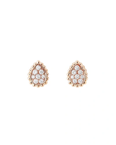 Boucheron 18kt Rose Gold Serpent Bohème Diamonds Xs Motif Stud Earrings In Pg