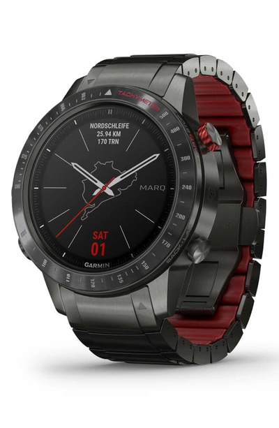 Garmin Unisex Marq Driver Black Titanium Strap Smart Watch 46mm In Black/black