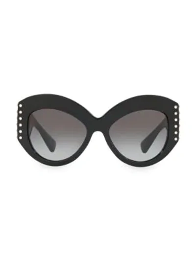 Valentino Individual 55mm Embellished Cateye Sunglasses In Black